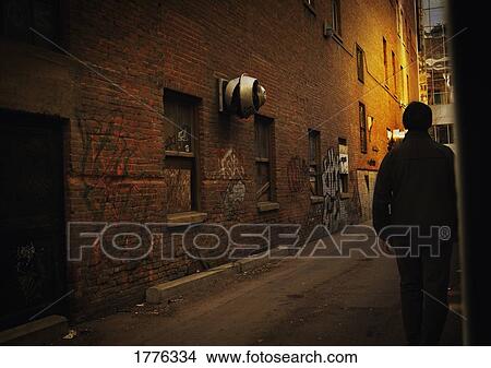 Picture - Narrow back alley. Fotosearch