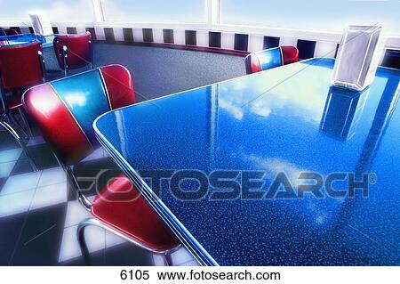 Tables and chairs in 50's style diner View Large Photo Image Stock Photography - Tables and chairs in 50's style diner. Fotosearch