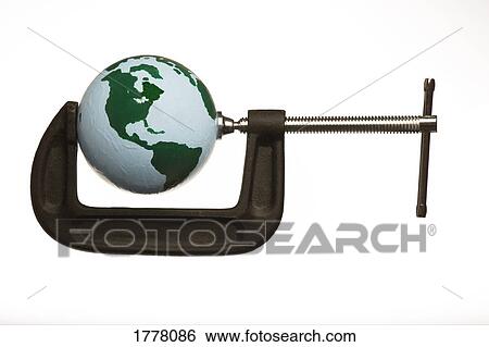 The world in a c-clamp View Large Photo Image Stock Photograph - The world in a c-clamp. Fotosearch
