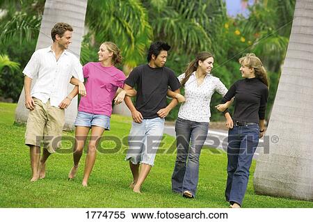 Stock Photography - Group walking. Fotosearch