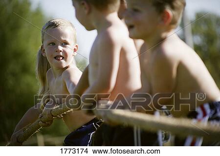 Picture - Children playing with rope. Fotosearch