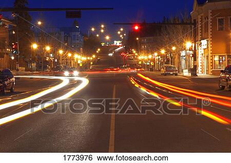 Stock Photograph - Time lapse car lights. Fotosearch