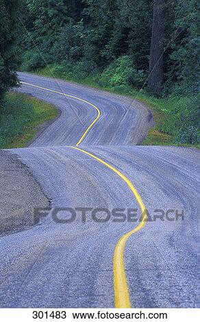 Stock Image - Winding Highway Wells Gray Provincial Park British Columbia Canada. Fotosearch