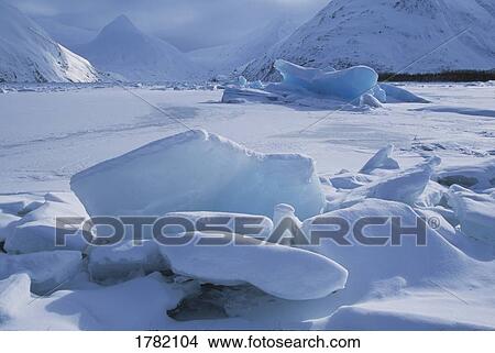 Icebergs in frozen lake, Alaska, USA View Large Photo Image Picture - Icebergs in frozen lake, Alaska, USA. Fotosearch