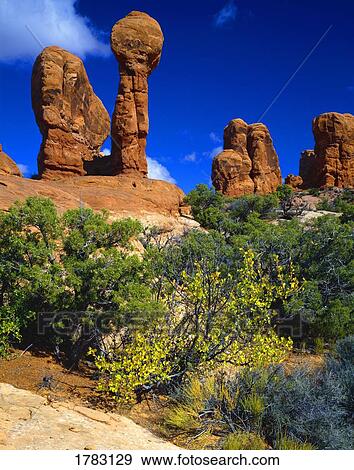 Stock Photo - Hoodoo rock formations, Arches National Park. Fotosearch