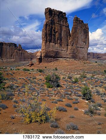 Stock Image - The Organ rock formation, Arches National Park. Fotosearch