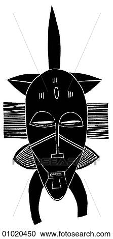 Clipart - Signs & Symbols - line art Africa Wooden mask, Ivory Coast. The Ivory Coast (officially the Republic of Cote d`Ivoire) is adjacent to Mali, Burkina Faso, Liberia and Guinea on the west coast of Africa.. Fotosearch