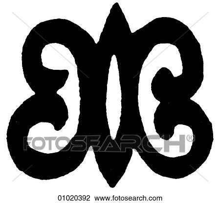 Drawing - Signs & Symbols - line art Africa Symbolic signs from the Ivory Coast God as the star of heaven. The Ivory Coast (officially the Republic of Cote d`Ivoire) is adjacent to Mali, Burkina Faso, Liberia and Guinea on the west coast of Africa.. Fotosearch