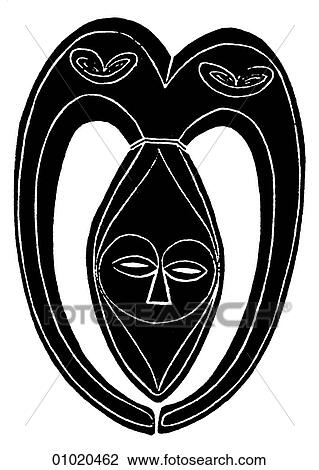 Drawing - Signs & Symbols - line art Africa Painted wooden dance mask, Congo. The Congo can be described in various ways - The African country formerly known as Congo is now called Zaire. The separate, Republic of The Congo lies to the north of Zaire. Congo can a. Fotosearch