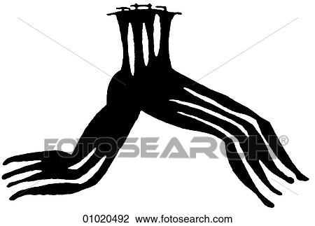 Drawing - Signs & Symbols - line art Africa Bushman rock painting, southern Africa. The Bushmen traditionally have inhabited an area of the western Kalahari desert.. Fotosearch