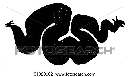 Drawing - Signs & Symbols - line art Africa Bushman rock painting of double-headed snake, southern Africa.. Fotosearch