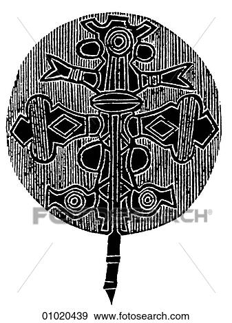 Stock Illustration - Signs & Symbols - line art Africa Decorated hide fan from Nigeria. The present-day Republic of Nigeria is located on the southwestern coast of Africa and has the largest population in Africa. The country is adjacent to Benin, Cameroon and Niger. The th. Fotosearch
