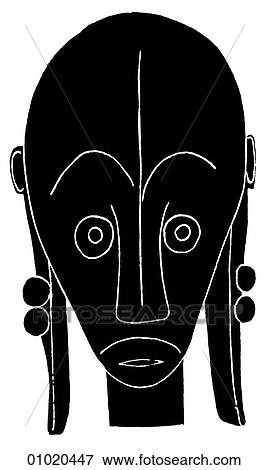 Stock Illustration - Signs & Symbols - line art Africa Wooden sculpture, Gabon. The modern-day Gabonese Republic lies across the equator on the west coast of Africa Equatorial Guinea, Congo and Cameroon. Most of its land mass is covered in equatorial rain-forest with abunda. Fotosearch