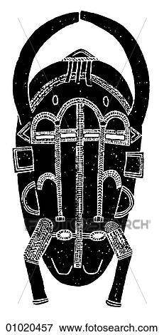 Stock Illustration - Signs & Symbols - line art Africa Bronze double-faced mask. Ivory Coast, Mali, Upper Volta. The Ivory Coast (officially the Republic of Cote d`Ivoire) is adjacent to Mali, Burkina Faso, Liberia and Guinea on the west coast of Africa.. Fotosearch