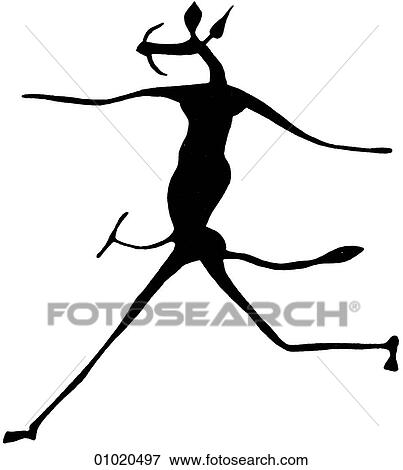 Stock Illustration - Signs & Symbols - line art Africa Bushman rock painting of fantastic creature, Zimbabwe Zimbabwe is Bantu for "Stone Dwelling". The country was formerly known as Rhodesia.. Fotosearch
