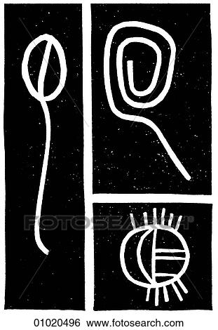 Stock Illustration - Signs & Symbols - line art Africa Three bushman rock engravings, southern Africa. The Bushmen traditionally have inhabited an area of the western Kalahari desert.. Fotosearch
