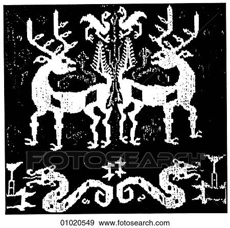 Stock Illustration - Signs & Symbols - line art Animal motifs on an Indonesian fabric. [Patterns & Motifs]. Fotosearch