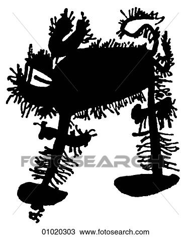 Drawing - Signs & Symbols - line art Arctic Inuit drawing of a god with huge teeth.. Fotosearch