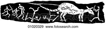 Signs & Symbols - line art Australia A kangaroo hunt. View Large Illustration Stock Illustration - Signs & Symbols - line art Australia A kangaroo hunt.. Fotosearch