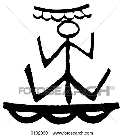 Clip Art - Signs & Symbols - line art China Squatting figure from China.. Fotosearch