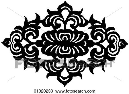 Drawing - Signs & Symbols - line art China Flowers of happiness.. Fotosearch