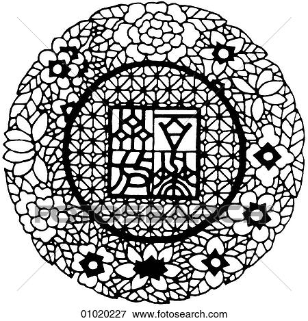 Stock Illustration - Signs & Symbols - line art China The Flowers bloom. Fotosearch