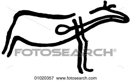Signs & Symbols - line art Deer with life line. View Large Illustration Stock Illustration - Signs & Symbols - line art Deer with life line.. Fotosearch