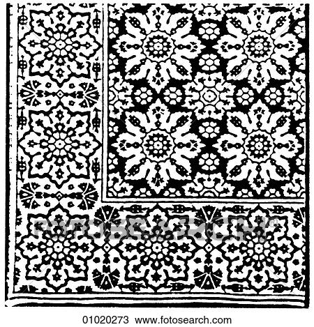 Drawing - Signs & Symbols - line art Islam 16th Century velvet cloth decorated with star-shaped flowers. 17th century Turkey. Islam is both a culture and a religion with a rich tradition of artistic expression in literature, the visual arts engineering and archit. Fotosearch