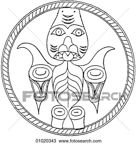 Signs & Symbols - line art Pacific Canada Haida design for a dish containing a representation of a shark. The Haida are one of the aboriginal tribes of the Pacific North West and today inhabit an area to the North and West of Vancouver, Canada, especi View Large Illustration Drawing - Signs & Symbols - line art Pacific Canada Haida design for a dish containing a representation of a shark. The Haida are one of the aboriginal tribes of the Pacific North West and today inhabit an area to the North and West of Vancouver, Canada, especi. Fotosearch