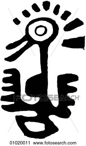 Clip Art - Signs & Symbols - line art The Americas Bird motif from Veracruz, Guerrero, Cuautitlan and western Mexico.. Fotosearch