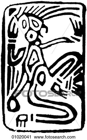 Clip Art - Signs & Symbols - line art The Americas Startled monkey from western Mexico.. Fotosearch