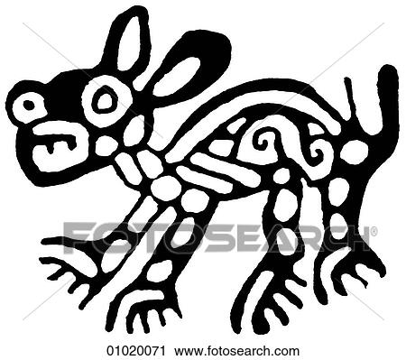 Clip Art - Signs & Symbols - line art The Americas Dog from Zempoala, Mexico.. Fotosearch
