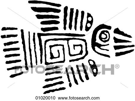 Clipart - Signs & Symbols - line art The Americas Bird motif from Veracruz, Guerrero, Cuautitlan and western Mexico.. Fotosearch