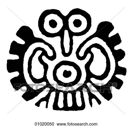 Clipart - Signs & Symbols - line art The Americas Bird motif from Huastec. Mexico.. Fotosearch