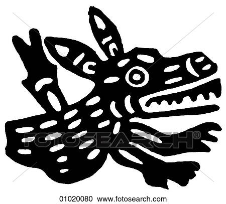 Clipart - Signs & Symbols - line art The Americas Deer from Zempoala, Mexico. Fotosearch