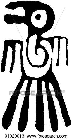Drawing - Signs & Symbols - line art The Americas Bird motif from Veracruz, Guerrero, Cuautitlan and western Mexico.. Fotosearch