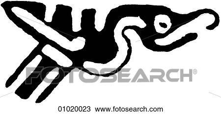 Drawing - Signs & Symbols - line art The Americas Bird motif from Veracruz, Guerrero, Cuautitlan and western Mexico.. Fotosearch