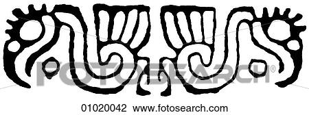 Signs & Symbols - line art The Americas Bird motif from Huastec. Mexico. View Large Illustration Drawing - Signs & Symbols - line art The Americas Bird motif from Huastec. Mexico.. Fotosearch