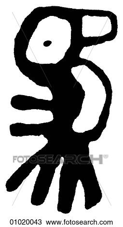 Signs & Symbols - line art The Americas Bird motif from Huastec. Mexico. View Large Illustration Drawing - Signs & Symbols - line art The Americas Bird motif from Huastec. Mexico.. Fotosearch