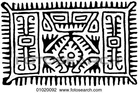 Drawing - Signs & Symbols - line art The Americas Motif from Cuautitlan, Veracruz and Guerrero.. Fotosearch