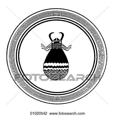 Drawing - Signs & Symbols - line art The Americas Decoration on Pueblo pottery from Mimbres, New Mexico. This pottery is a very highly developed American Indian art. The method of manufacture has remained unchanged since the 14th century. Santa Fe, southwest, p. Fotosearch