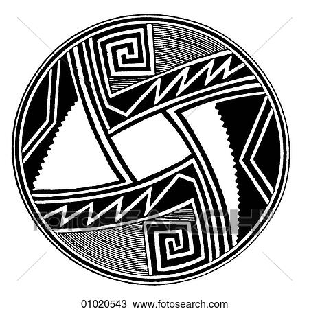 Drawing - Signs & Symbols - line art The Americas Decoration on Pueblo pottery from Mimbres, New Mexico. This pottery is a very highly developed American Indian art. The method of manufacture has remained unchanged since the 14th century. Santa Fe, southwest, p. Fotosearch