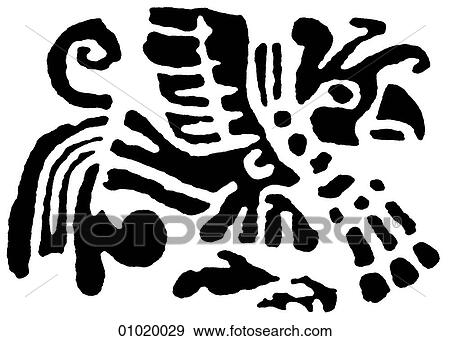 Stock Illustration - Signs & Symbols - line art The Americas bird motif, eagle, from Colima, Guerrero, and Zempoala, Mexico. Fotosearch
