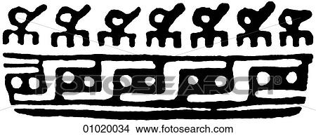 Stock Illustration - Signs & Symbols - line art The Americas bird motif, eagle, from Colima, Guerrero, and Zempoala, Mexico. Fotosearch