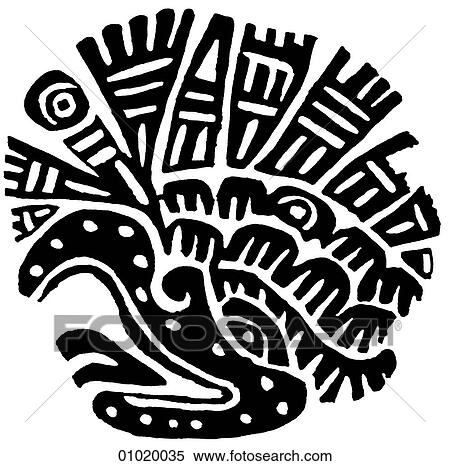 Stock Illustration - Signs & Symbols - line art The Americas Bird motif, eagle, from Colima, Guerrero, and Zempoala, Mexico. Fotosearch
