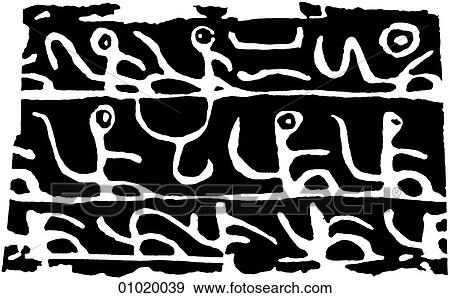 Stock Illustration - Signs & Symbols - line art The Americas Frieze based on monkey forms. Mexico. Fotosearch