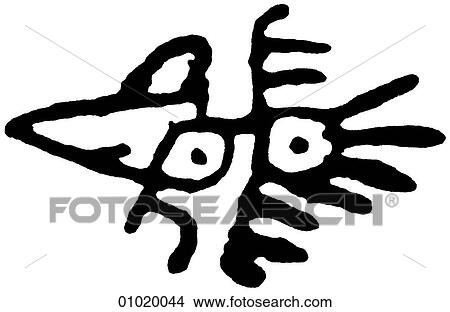 Signs & Symbols - line art The Americas Bird motif from Huastec. Mexico. View Large Illustration Stock Illustration - Signs & Symbols - line art The Americas Bird motif from Huastec. Mexico.. Fotosearch