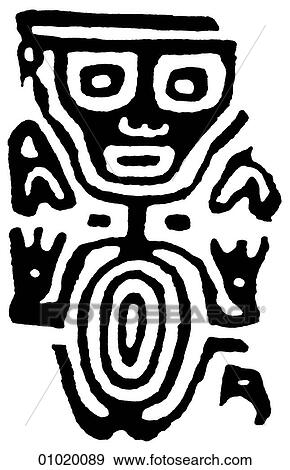 Stock Illustration - Signs & Symbols - line art The Americas Motif from Cuautitlan, Veracruz and Guerrero.. Fotosearch