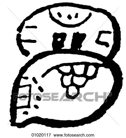 Stock Illustration - Signs & Symbols - line art The Americas Mayan hieroglyphics representing dates or times of the year. Although the Maya had formed agricultural communities as early as 1500 BC, the classic period of their civilization began in AD 200 and lasted until AD. Fotosearch