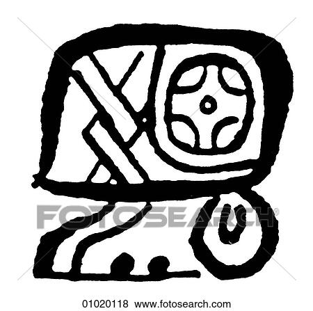 Stock Illustration - Signs & Symbols - line art The Americas Mayan hieroglyphics representing dates or times of the year. Although the Maya had formed agricultural communities as early as 1500 BC, the classic period of their civilization began in AD 200 and lasted until AD. Fotosearch
